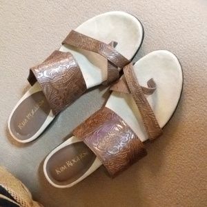 Kim Rogers Patrice Wedge Leather Sandals 8 1/2M.